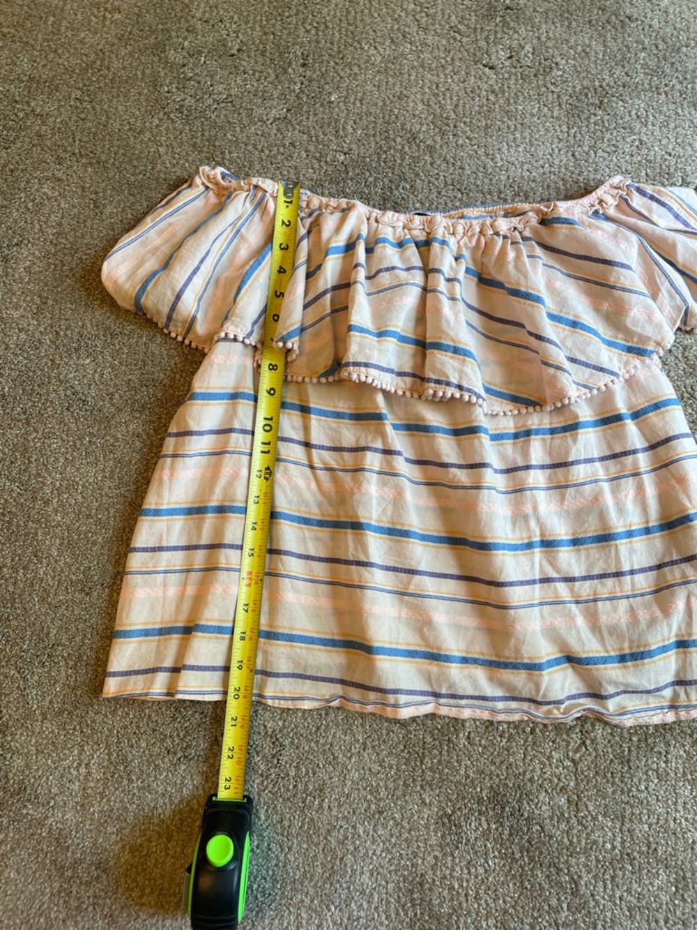 Lane Bryant Beige Off-Shoulder Striped Ruffle Top Size 14/16 lightweight Boho - Picture 9 of 10